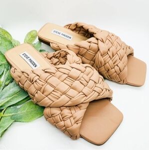 Steve Madden Marina Nude Chunky Braid Criss Cross Sandals Women's 6M Neutral EUC